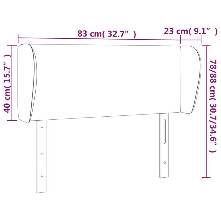 sengegavl med kanter 83x23x78/88 cm fløjl lysegrå