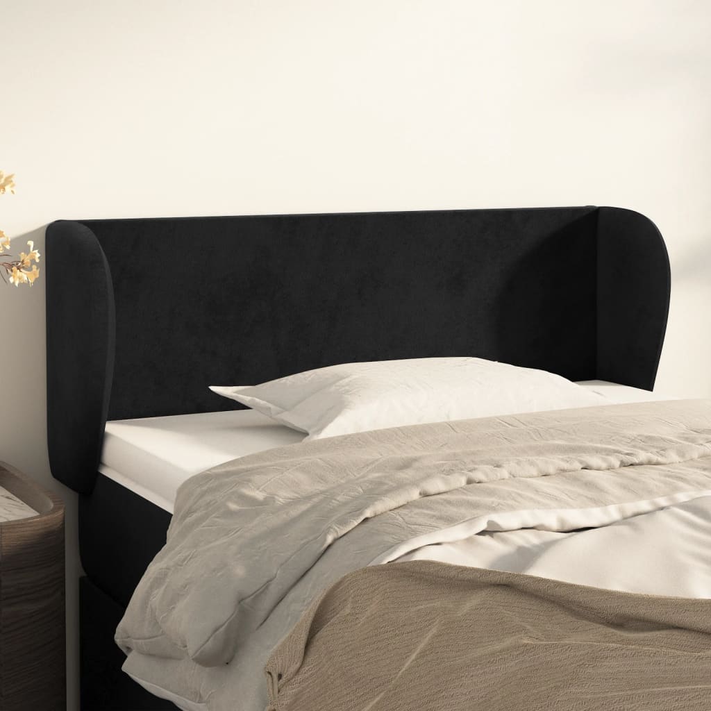 sengegavl med kanter 83x23x78/88 cm fløjl sort