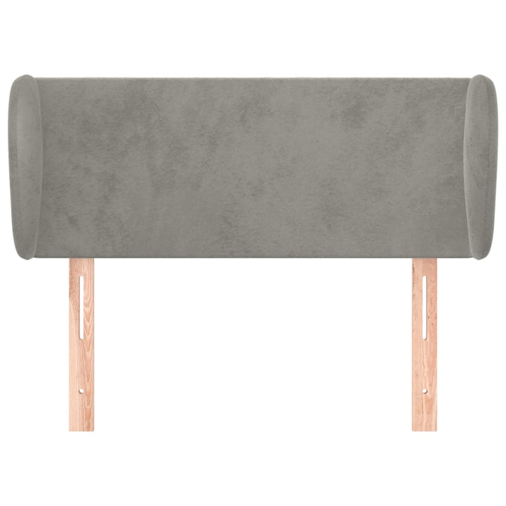 sengegavl med kanter 93x23x78/128 cm fløjl lysegrå