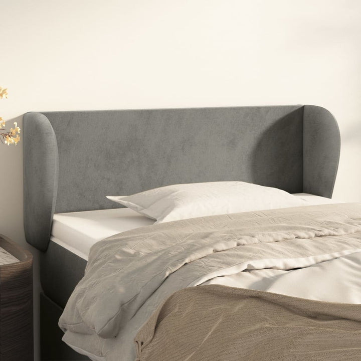 sengegavl med kanter 93x23x78/128 cm fløjl lysegrå