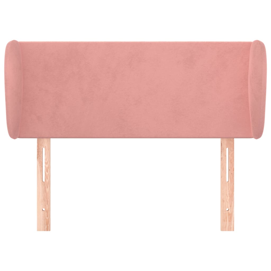 sengegavl med kanter 93x23x78/88 cm fløjl lyserød