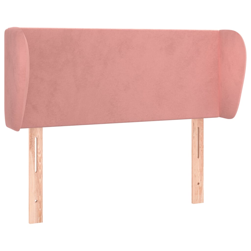 sengegavl med kanter 103x23x78/88 cm fløjl lyserød