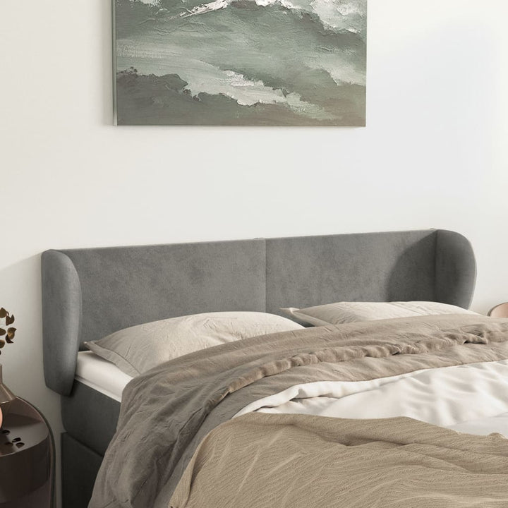 sengegavl med kanter 147x23x78/88cm fløjl lysegrå