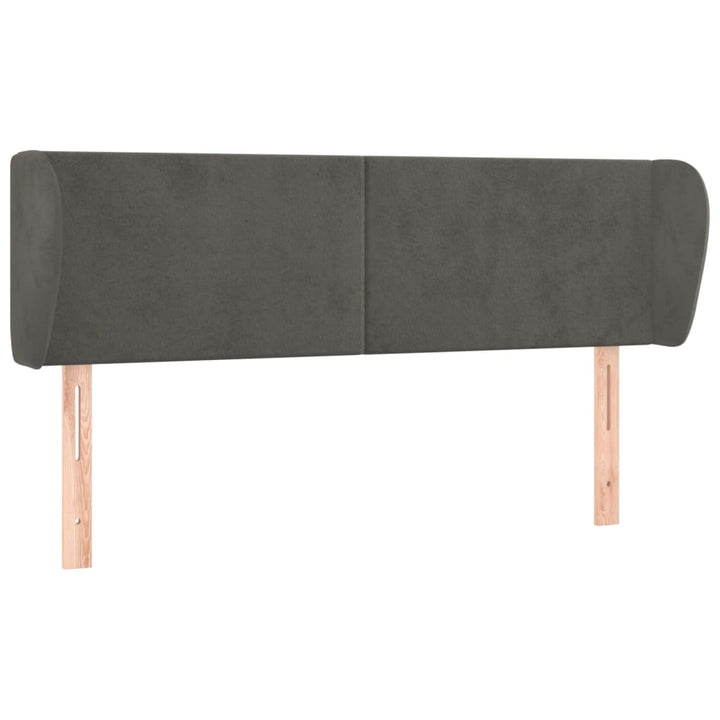 sengegavl med kanter 147x23x78/88 cm fløjl mørkegrå