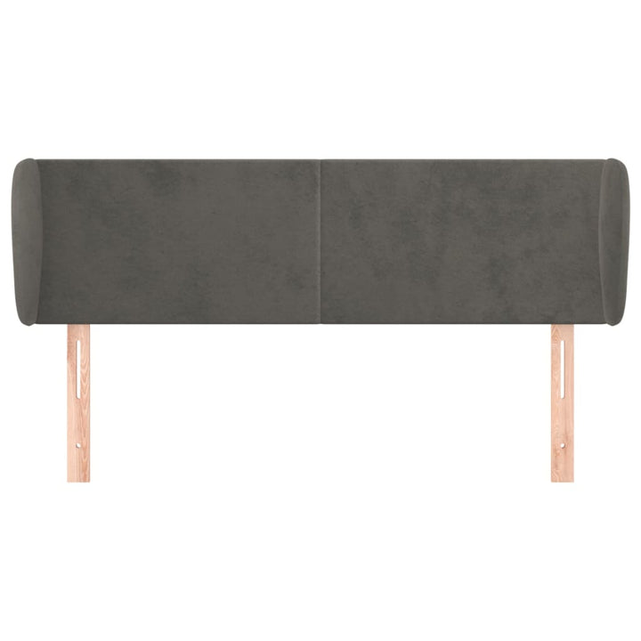sengegavl med kanter 147x23x78/88 cm fløjl mørkegrå