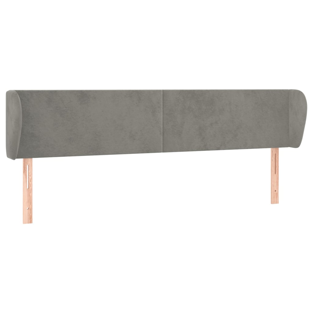 sengegavl med kanter 163x23x78/88cm fløjl lysegrå