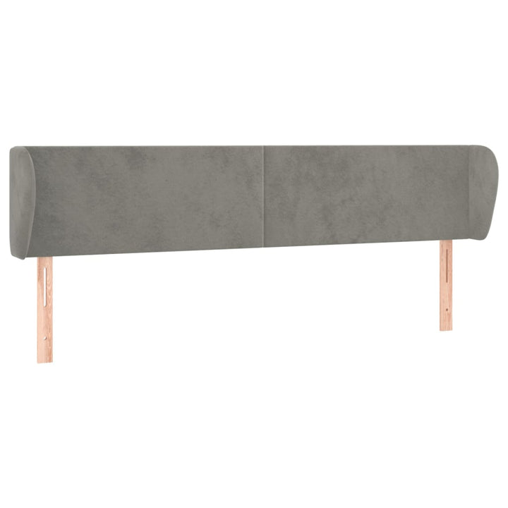 sengegavl med kanter 183x23x78/88cm fløjl lysegrå