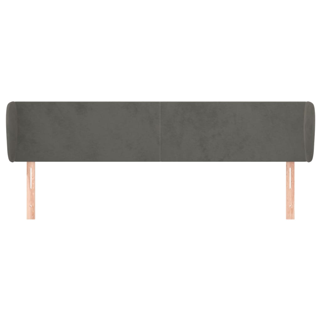 sengegavl med kanter 183x23x78/88 cm fløjl mørkegrå