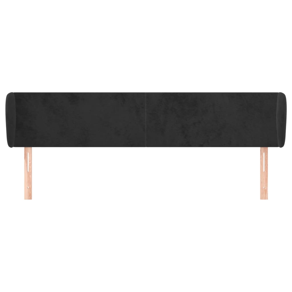 sengegavl med kanter 183x23x78/88 cm fløjl sort