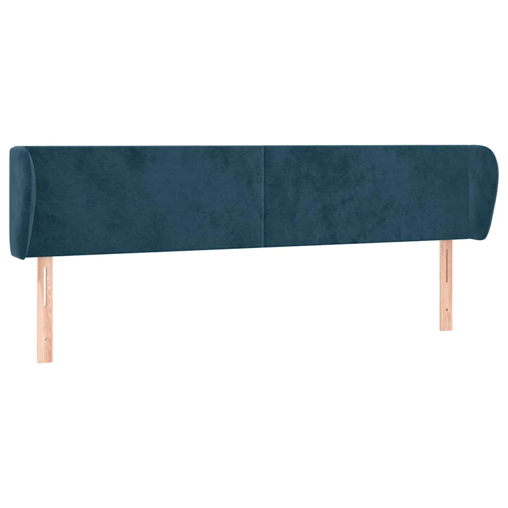 sengegavl med kanter 183x23x78/88 cm fløjl mørkeblå
