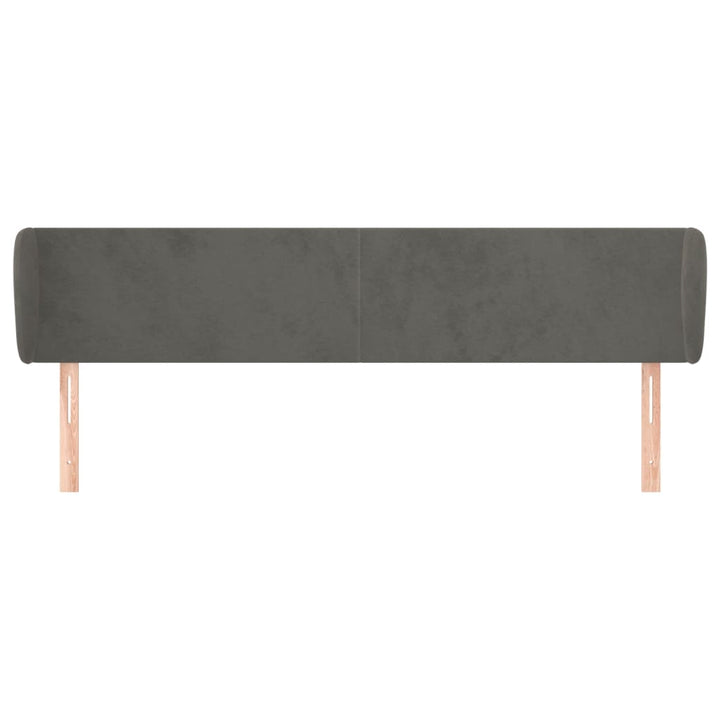 sengegavl med kanter 203x23x78/88 cm fløjl mørkegrå