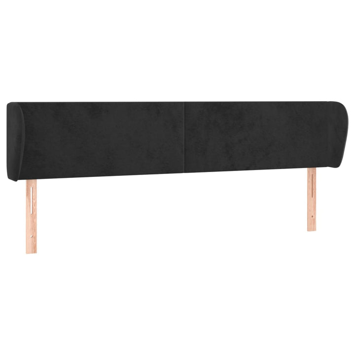 sengegavl med kanter 203x23x78/88 cm fløjl sort