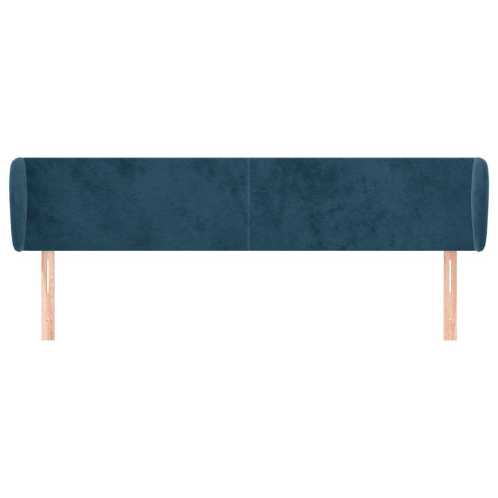 sengegavl med kanter 203x23x78/88 cm fløjl mørkeblå