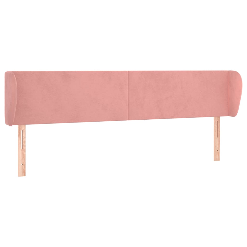 sengegavl med kanter 203x23x78/88 cm fløjl lyserød