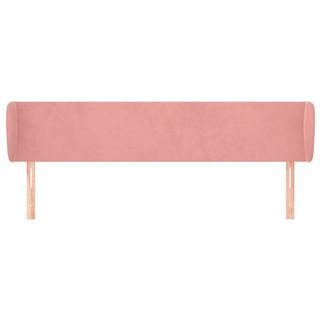 sengegavl med kanter 203x23x78/88 cm fløjl lyserød