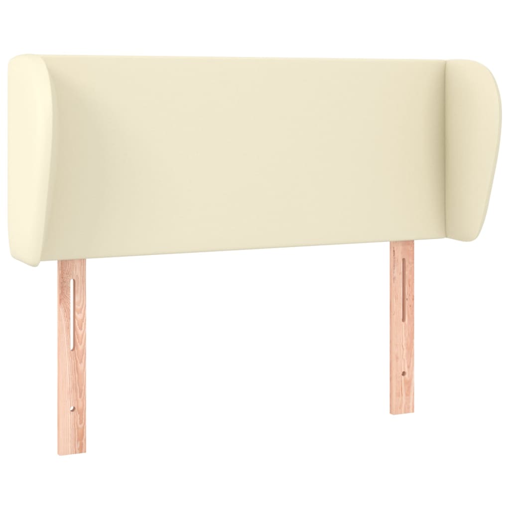 sengegavl med kanter 83x23x78/88 cm kunstlæder cremefarvet
