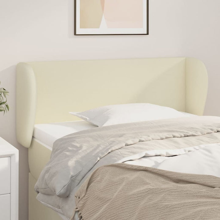 sengegavl med kanter 83x23x78/88 cm kunstlæder cremefarvet