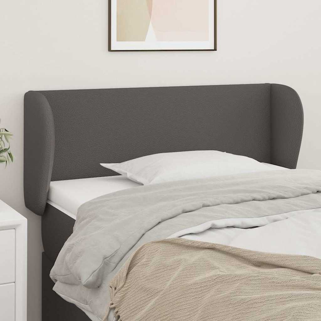 sengegavl med kanter 83x23x78/88 cm kunstlæder grå