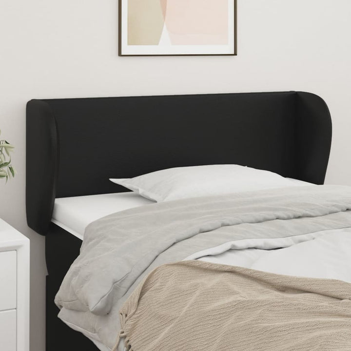 sengegavl med kanter 93x23x78/88 cm kunstlæder sort