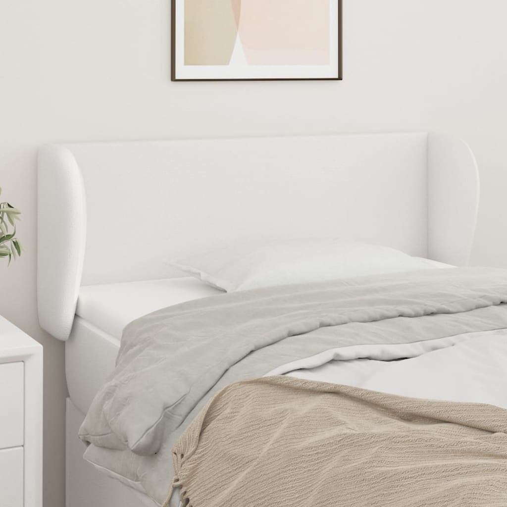 sengegavl med kanter 93x23x78/88 cm kunstlæder hvid