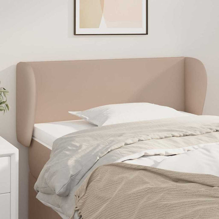 sengegavl med kanter 93x23x78/88 cm kunstlæder cappuccino