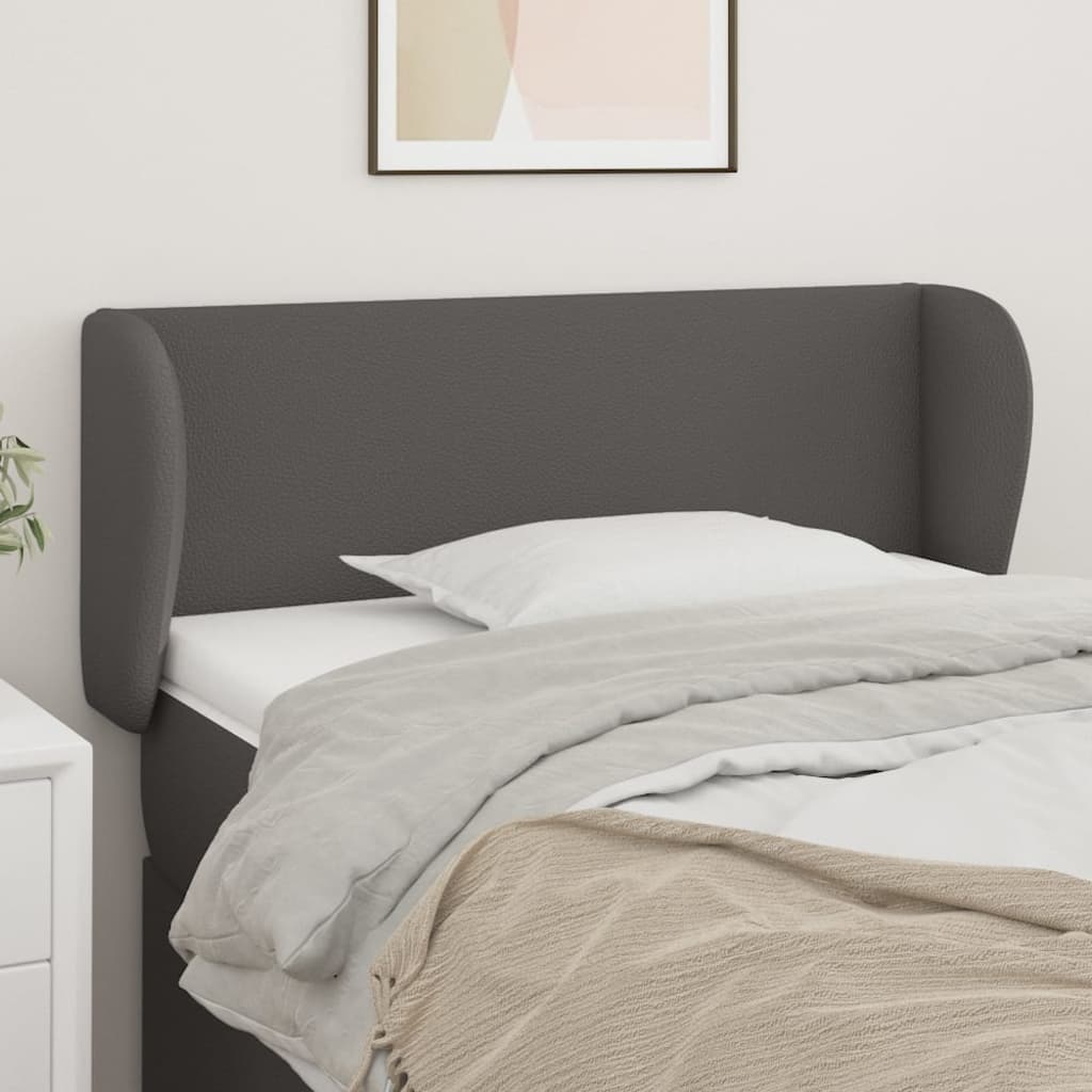 sengegavl med kanter 103x23x78/88 cm kunstlæder grå