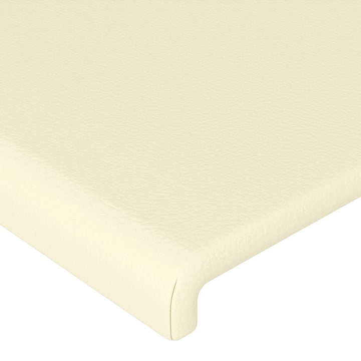 sengegavl med kanter 163x23x78/88 cm kunstlæder cremefarvet