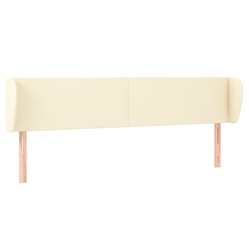sengegavl med kanter 183x23x78/88 cm kunstlæder cremefarvet