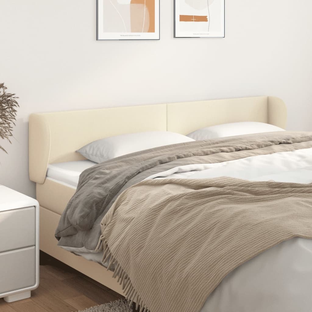 sengegavl med kanter 183x23x78/88 cm kunstlæder cremefarvet
