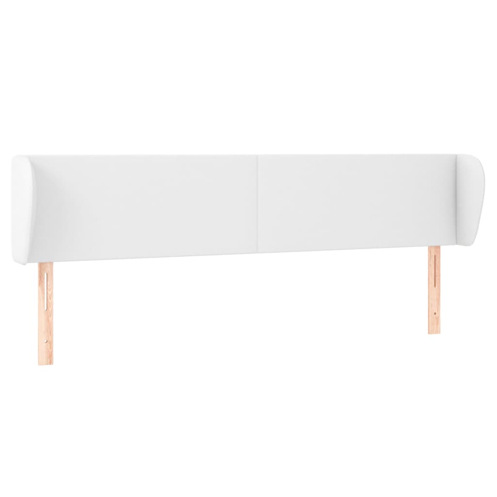 sengegavl med kanter 203x23x78/88 cm kunstlæder hvid