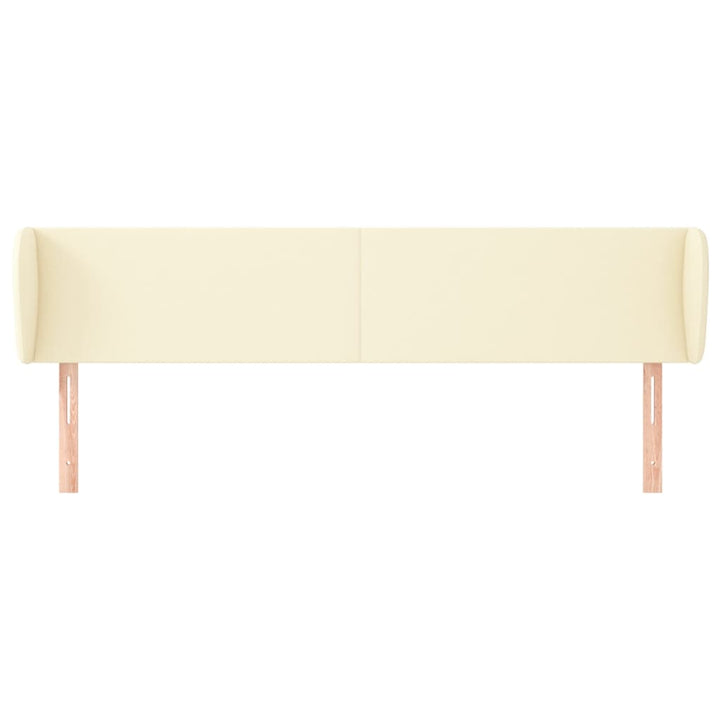 sengegavl med kanter 203x23x78/88 cm kunstlæder cremefarvet