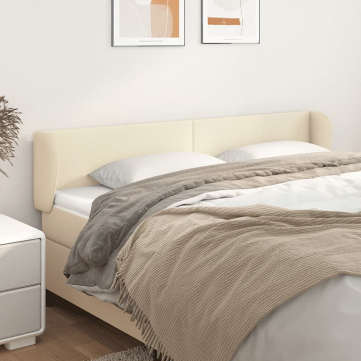 sengegavl med kanter 203x23x78/88 cm kunstlæder cremefarvet