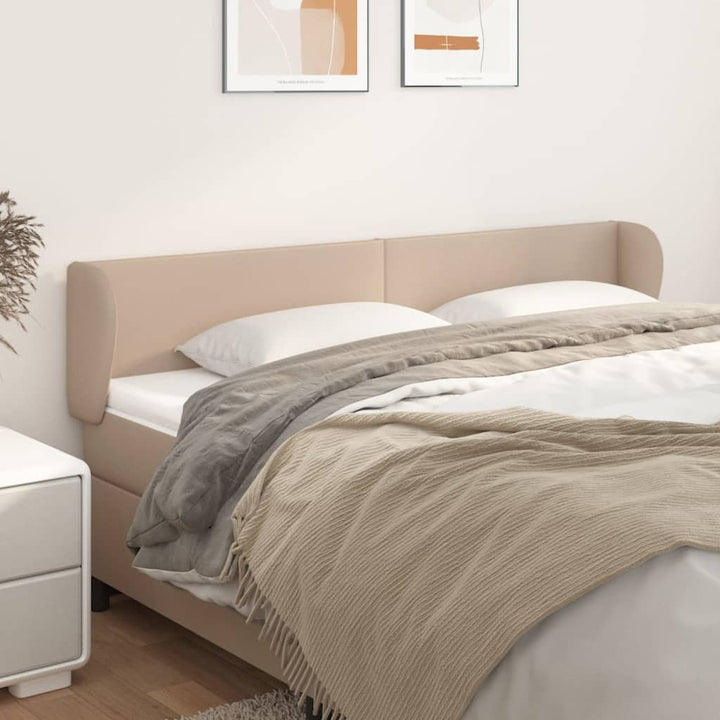 sengegavl med kanter 203x23x78/88 cm kunstlæder cappuccino