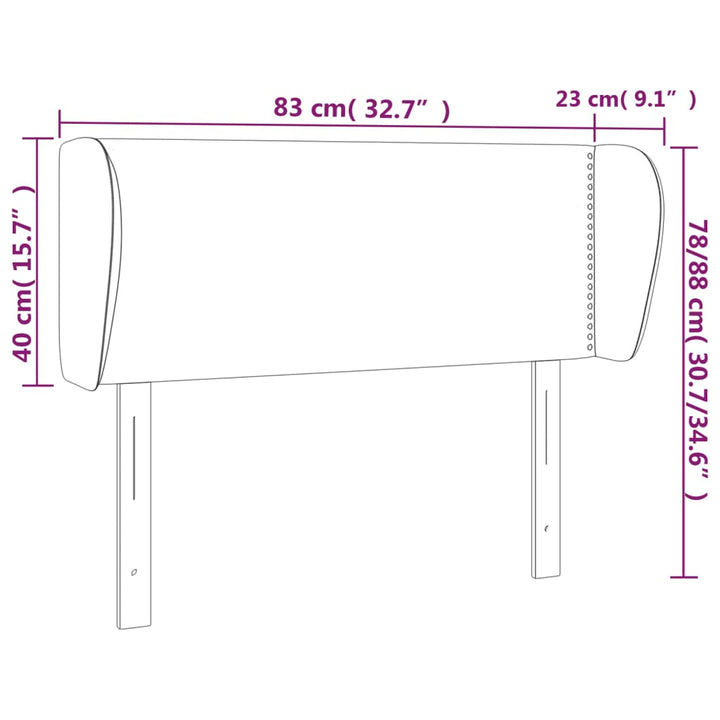 sengegavl med kanter 83x23x78/88 cm stof mørkegrå