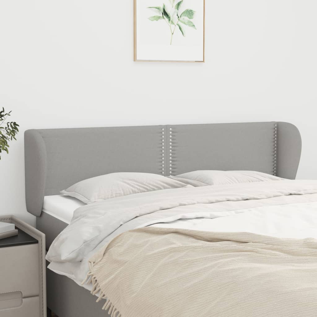 sengegavl med kanter 147x23x78/88cm stof lysegrå