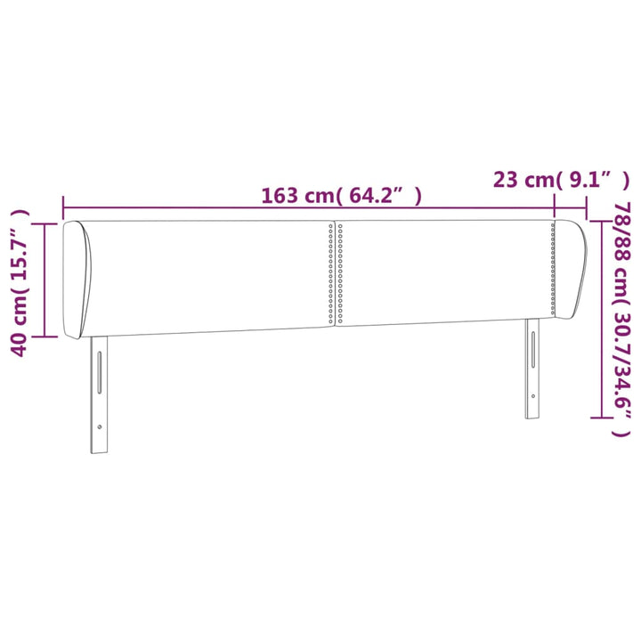 sengegavl med kanter 163x23x78/88 cm stof sort