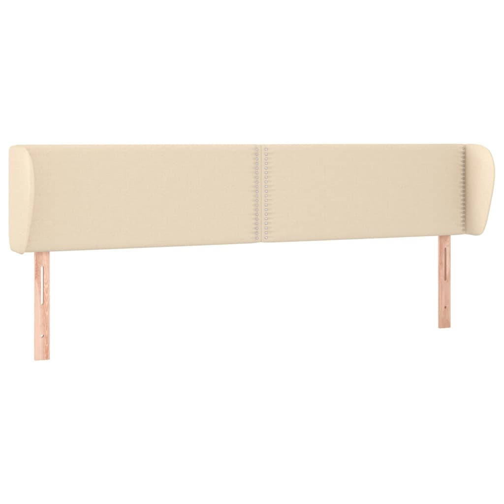 sengegavl med kanter 183x23x78/88 cm stof cremefarvet