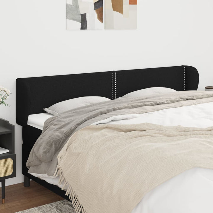 sengegavl med kanter 203x23x78/88 cm stof sort