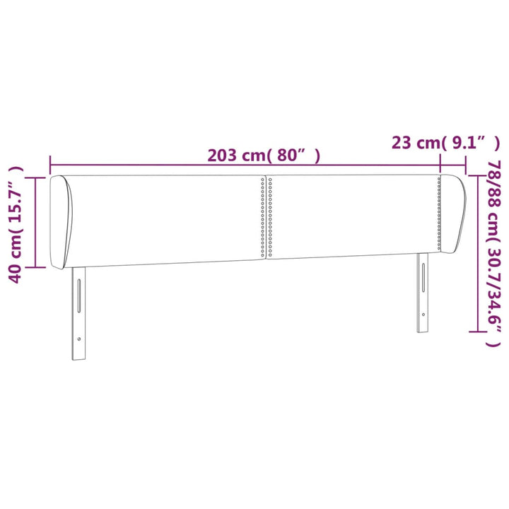 sengegavl med kanter 203x23x78/88 cm stof gråbrun