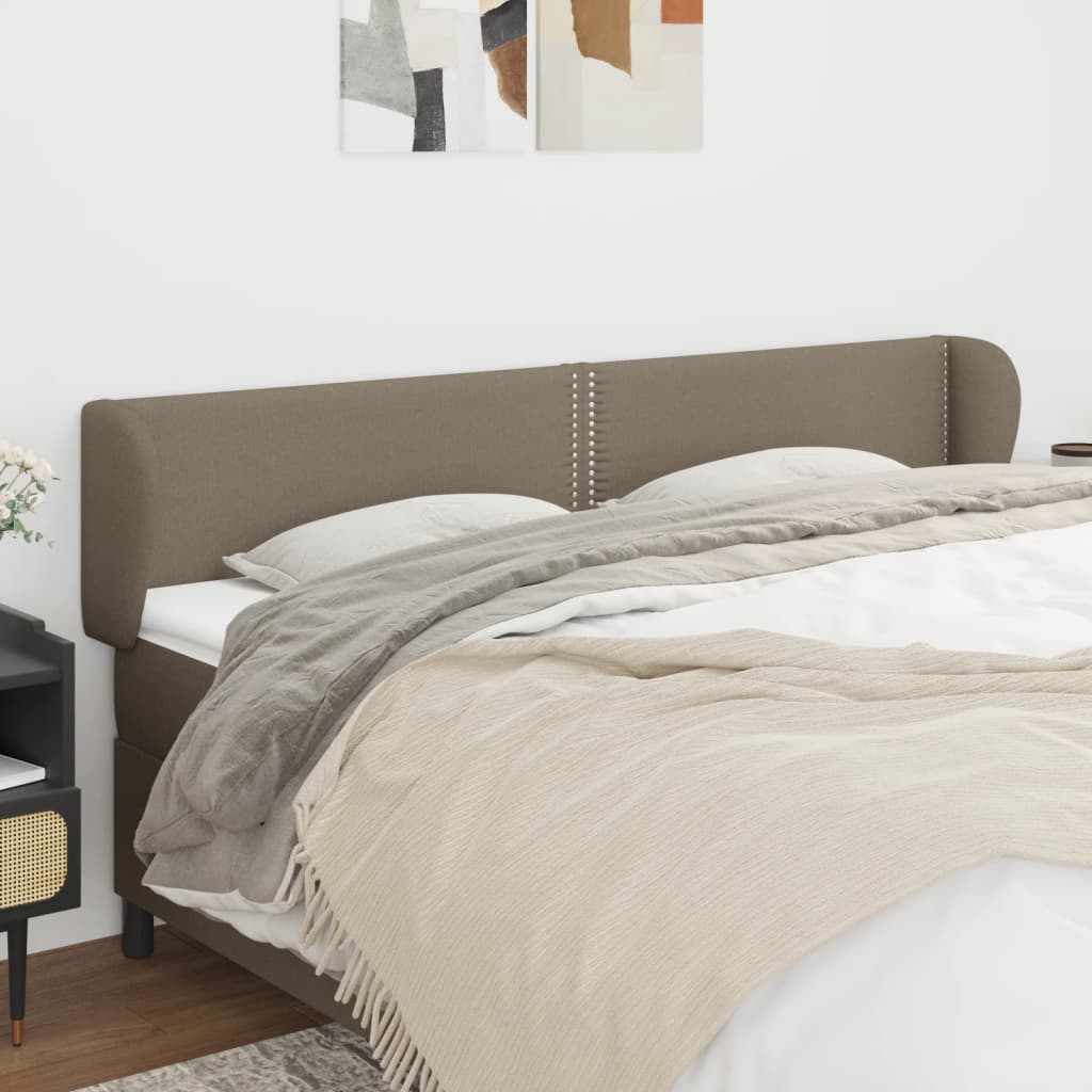 sengegavl med kanter 203x23x78/88 cm stof gråbrun