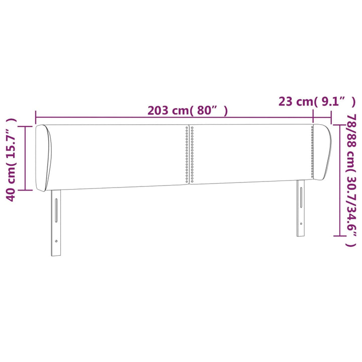 sengegavl med kanter 203x23x78/88 cm stof blå
