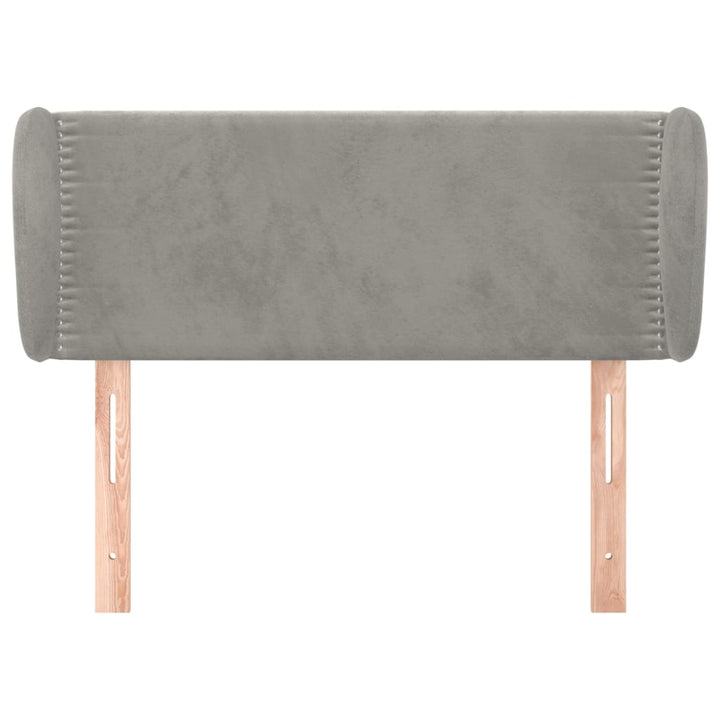 sengegavl med kanter 83x23x78/88 cm fløjl lysegrå