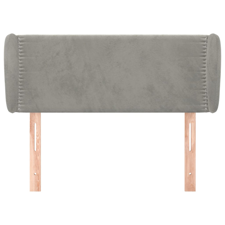 sengegavl med kanter 93x23x78/128 cm fløjl lysegrå
