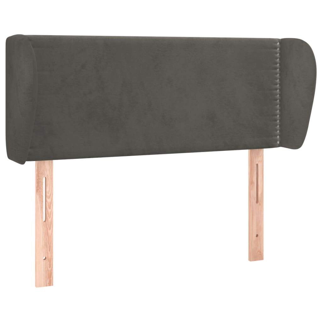 sengegavl med kanter 103x23x78/88 cm fløjl mørkegrå