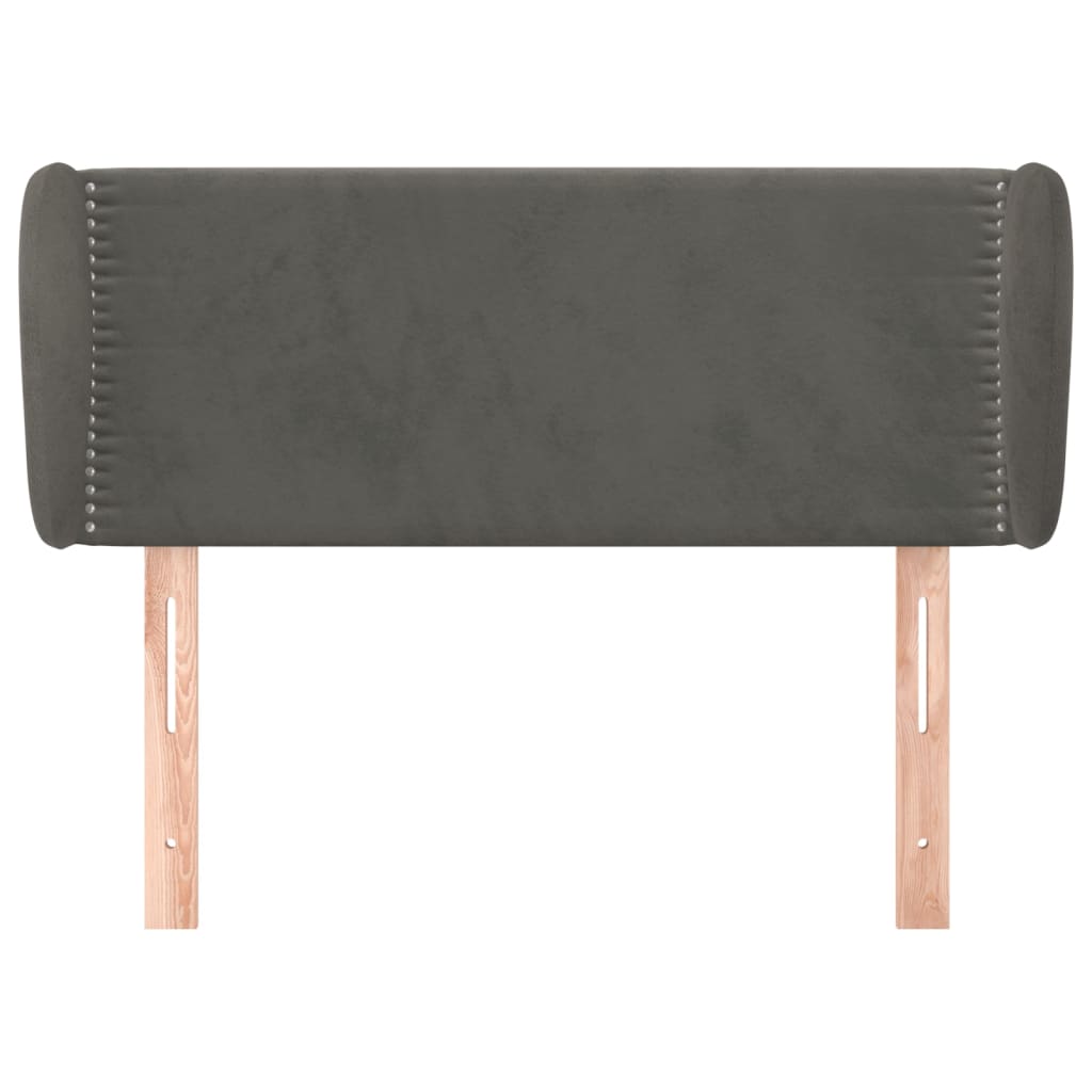 sengegavl med kanter 103x23x78/88 cm fløjl mørkegrå
