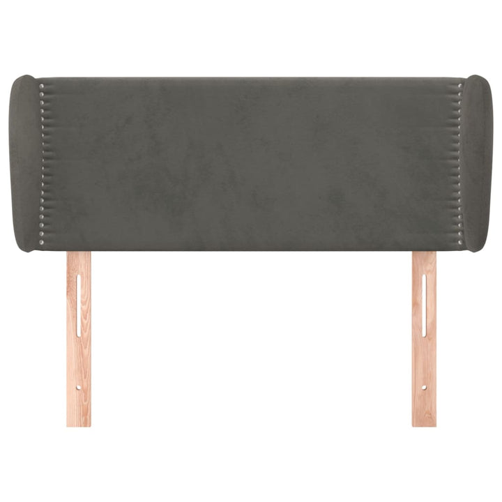 sengegavl med kanter 103x23x78/88 cm fløjl mørkegrå