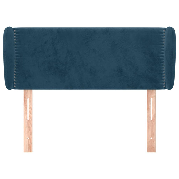sengegavl med kanter 103x23x78/88 cm fløjl mørkeblå