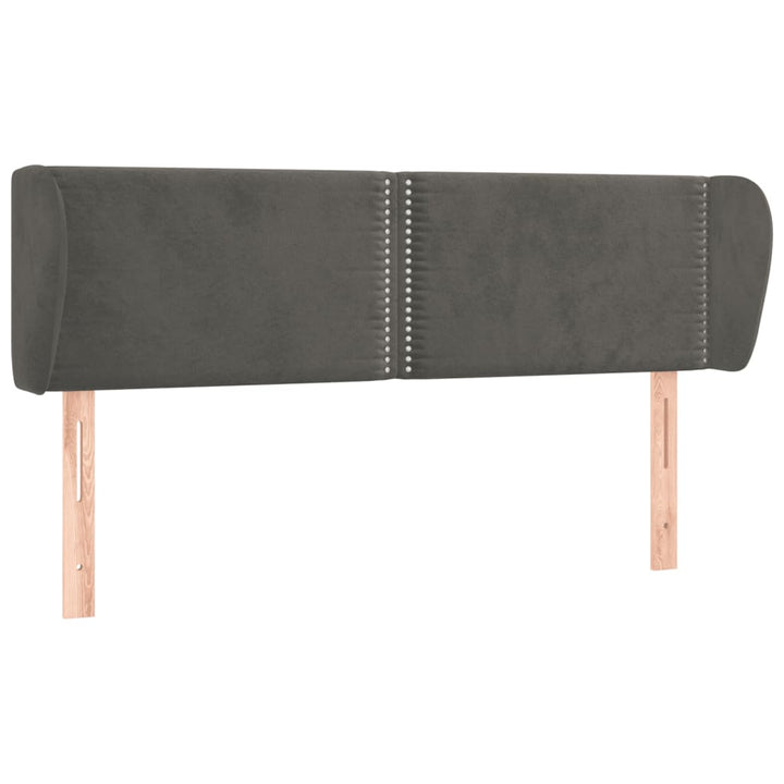 sengegavl med kanter 147x23x78/88 cm fløjl mørkegrå
