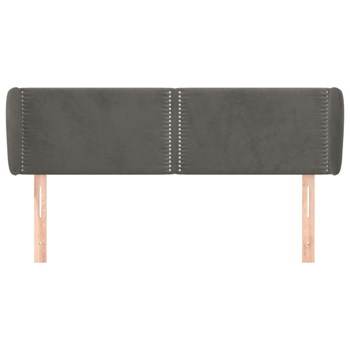 sengegavl med kanter 147x23x78/88 cm fløjl mørkegrå