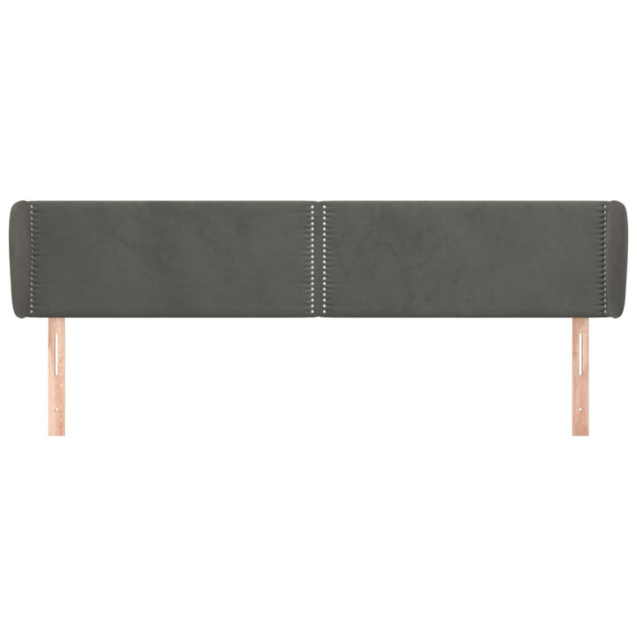 sengegavl med kanter 163x23x78/88 cm fløjl mørkegrå